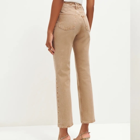 New NWOT Reformation Cynthia High Rise Straight Jeans Vintage Marzipan - Picture 4 of 14